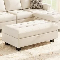 LEGACY OF COMFORT Chaurice Velvet Upholstered Storage Bench Sofa Bench Sofa couches Window Bench Ottoman Bench 2 Seater Sofa Chaise Lounger Pouffe for Living Room Bedroom Office (Beige)-image-70