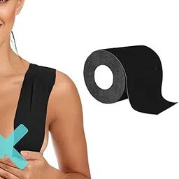 Drange Breast Lifting Self-Adhesive Tape DIY Push Up Bra Lift Breast Tape Roll Waterproof Lift Boob Tape Multi-Purpose Kinesiology Tape Muscle Pain Relieve Fitness (Black)-picture-26
