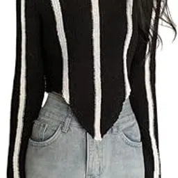 CRAMPLE® Vertical Striped Knit Sweater, Long Sleeve, Casual Fashion Style Top-picture-20