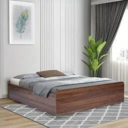 Mintwud from Pepperfry Engineered Wood Queen Size Bed with Box Storage | Wooden Double Bed Cot for Bedroom | Solid Wood Palang Furniture for Home and Living Room (Walnut Finish) image 1