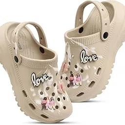 doctor health super soft Women's Stylish Beige Platform Clogs with Love Charms | Lightweight Slip-On Slippers for Casual Wear | Trendy Designer Look-picture-31