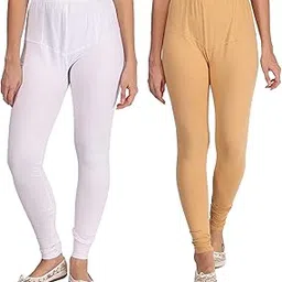 Ruby Style Leggings Set for Womens in Combo (Pack of 2) (White and Beige) - Free Size-image-0