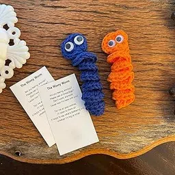 Fashion My Day Mini Knitting Doll Crochet Worry Worm Doll for Kids Adults Birthday Holiday Orange-image-17