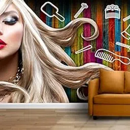 Imagine Printing Solution 3D Wallpaper Beauty Salon, Retro Hair Cutting Salon Hd Print Wall Painting Poster Picture Wall Sticker for Barber Wallpaper Hairdresser, PVC Vinyl, Multicolor, Pack of 1-picture-18