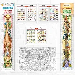 GO WOO combo of 1 colouring poster, 2 Height chart and 3 charts |Nature's Classroom: Farm Poster, Jungle & Giraffe Heights, 2-in-1 Learning Charts-picture-13