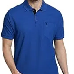 van heusen Athleisure Men Polo T-Shirt - 100% Combed Cotton - Short Sleeve, Chest Pocket, Soft Handfeel_60042_Lapis Blue_M-picture-37
