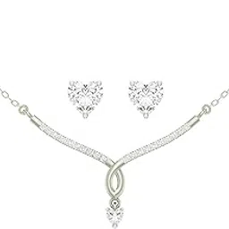 925 Sterling Silver Mila Pendant Earring Chain Jewellery Set | Platinum Plated, Swiss Zirconia | Gift for Women & Girls-image-71