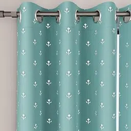 Encasa XO Printed Blackout Curtains 7 ft, 2 pcs | Silver Foil Buti Teal Design I Room Darkening - Blocks 85% Light | Sound and Heat Reduction for Bedroom, Living Room I Machine Wash-image-9