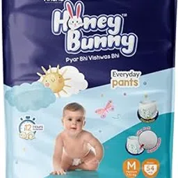 Honey Bunny Everyday Baby Diapers Pants | Medium (M), 54 Count, 7-12 kg | Silky Soft on Skin, Bubble Layer | 12 Hours Protection Baby Diaper-picture-14