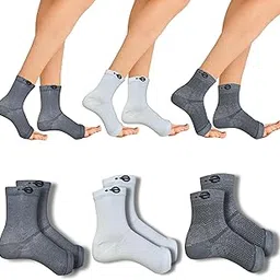 Ecosync Open Toe Bamboo Cotton Neuropathy Compression Socks - 3 Pack (Grey + White + Shadow Grey) - Moisture Wicking, Diabetic & Neuropathy Pain Relief, Breathable, Soft, Eco-Friendly, Unisex-image-98