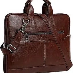 samtroh Men's Brown PU Leather Briefcase Best Laptop Messenger Bag Satchel for Men-picture-10
