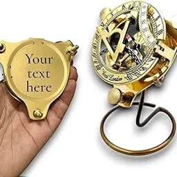 Personalized Sundial Compass for Hiking, 3 Inches Nautical for Outdoor, Pocket Compass for Hiking, with Display Stand Camping Maritime Vintage-image-43