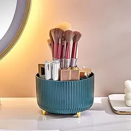 Inditradition 360° Rotating Makeup Cosmetic Storage Organizer, Display Stand | Multipurpose Tabletop Desk Organizer for Cosmetics, Makeup, Stationary (5 x 5.5 Inches, Olive Green, ABS Plastic)-image-71