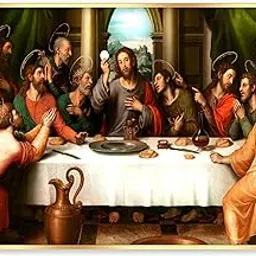 Indianara The Last Supper Wall Art, Golden Frame, 45 x 30 cm, Religious Digital Print, Matte Finish-picture-12