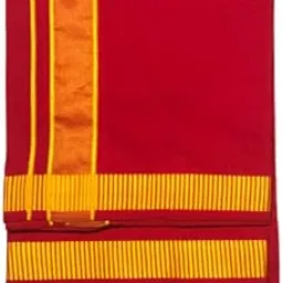 greyten Color Cotton Dhoti with Wide Color Border for Men - 2 Meters-picture-41
