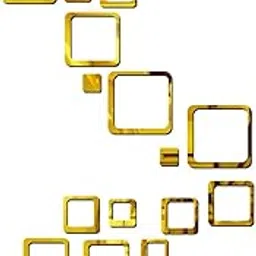 MERICAL Decorative Mirror Like Stickers for Wall, 18 Square 3D Mirror Like Wall Stickers, 3D Acrylic Stickers Wall Stickers for Hall Room, Bed Room, Kitchen Living Room, Kids Room (Golden)-picture-10