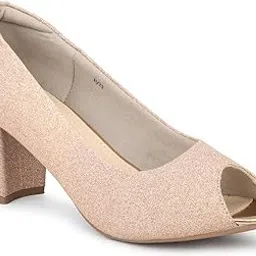 Womens Women Rose Gold Textured Party Peep Toe Pumps Pump-image-33