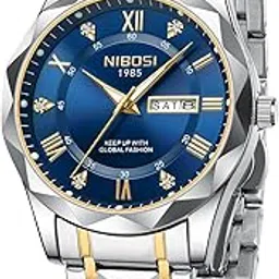 nibosi Watches for Men Analog Quartz Men's Watch Business Waterproof Diamond Dial Casual Stainless Steel Strap Day-Date-picture-48
