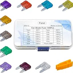 Road Passion 145PCS Mini Blade Fuse Assortment Auto Car Motorcycle SUV Fuses Kit 3A 5A 7.5A 10A 15A 20A 25A 30A 35A 40A-picture-45
