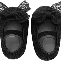 Radharamana Store Baby Girls Shoes with Lace Bow Baby Girls 0 to 6 Months Skin Friendly Soft Sole Footwear for Infants & Toddlers Assorted Colours-picture-19