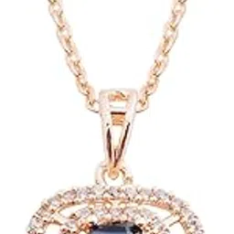 styollo Emerald Cut American Diamond Rose Gold Pendant Chain Necklace Jewellery For Women & Girls | Designer Girl's Charm Crystal Pendants For Girls Gift, Valentines Day, Birthday, Party-Pack of 1-picture-24