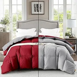 Super Soft Fluffy Microfiber 600 GSM Winter Comforter Single Size (60"X90") - Heavy Winter Blanket/Comforter/Duvet/Rajai Single Size - Burgundy/Silver Grey Color-picture-12