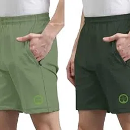 Shine N Show Men's Cotton Blend Stylish, Solid Regular Fit Shorts (Pista/Green)(Pack of 2)-picture-21