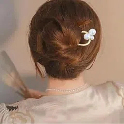 1 PCS Pearl U-Shaped Hair Pins – Elegant Gold Hair Forks for Women’s Bun, Twist & Updo Hairstyles-picture-10