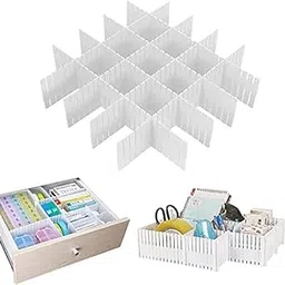 Plastic Makeup Storage Grid Home & Kitchen Board Divider, Adjustable Drawer Organizer, Storage Drawers, Drawer Divider 8 PCS Set - WHITE-picture-59