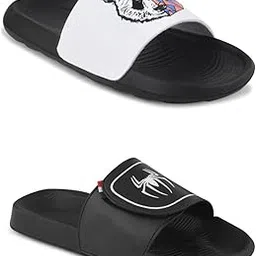 pery-pao Sliders Men's White, Black, Grey Comfort with Spider Velcro Stylish Slippers & Flip Flop-picture-11