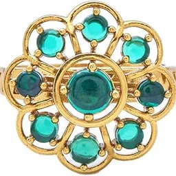 kushal's Fashion Jewellery Green Gold Plated Ethnic Antique Finger Ring-picture-28