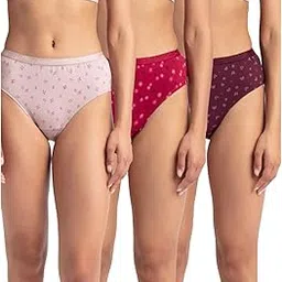 1523 Women's High Coverage Super Combed Cotton Mid Waist Hipster with Ultrasoft Exposed Waistband and StayFresh Treatment (Pack of 3_Colors & Prints May Vary)-image-7