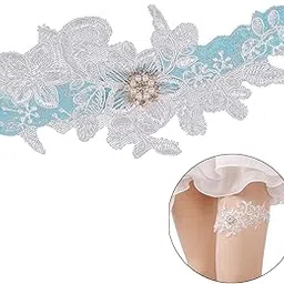 funpa Bridal Garter Elegant Elastic Rhinestone Artificial Pearl Lace Garter Wedding Leg Ring for Prom Party-picture-10