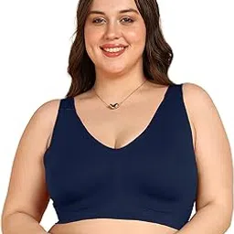tweens Invisi-Fit Plus-Size Non-Padded Cotton Bonded Seamless Bra | Seamless Design | Elastic-Free Band & Armhole | Broad Side Wings with Gripper | Wide Straps | Full Coverage-picture-25