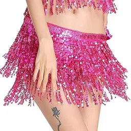 The Dance Bible Sequined Tassel Scarf Belly Dance Wrap Belt | Belly Dancing Hip Skirt Belt, Indian Dance Wear, Fancy Dress Costume, Stage Performance Wear-picture-26