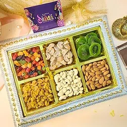 ManHar Organics Diwali Gift Tray– Flavours of Festivity Hamper with Almonds, Cashews, Raisins, Mixed Fruit, Amla Candy & Kiwi | 420gm-picture-46