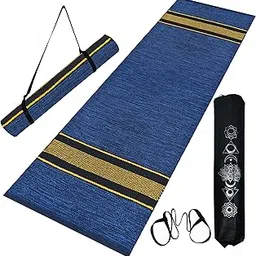 house of handmade House of Handmade™ - Premium Cotton Yoga Mats for Women and Men, 2X6 feet, 5mm thick, Anti Skid backing, Light Weight, Machine Washable, Non Slip for Home Exercise & Pilates (Navy Blue)-picture-28