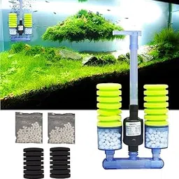 Despacito Filter Sponge for Aquarium Fish Tank Aquarium Air Pump Silent Fish Tank Filter Media Oxygen Pump for Fishtank Noise Less air Pump with Double Sponge Biochemical (Sponge Filter with Pump)-picture-26