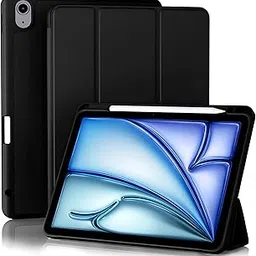 ProElite Case for for Apple iPad Air 11 Inch M3/M2 2025/2024, Air 5th/4th Gen 10.9 inch Pencil Cover for iPad Air [Auto Sleep/Wake Cover] [Pencil Holder] [Soft Flexible Case] Recoil Serie, Black-image-3
