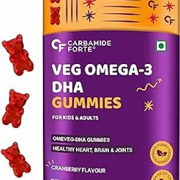 Carbamide Forte Veg Omega3 DHA 250mg - Gummies for Men, Women & Kids with Vegetarian DHA | No Fish oil Used | Omega Veg DHA Gummies | Healthy Heart, Brain & Joints - 60 Veg Gummies-image-86