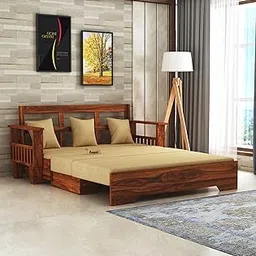 Ganpati Arts Sheesham Wood 3 Seater Sofa Cum Bed with Side Pocket for Living Room Bed Room Wooden Bedroom Furniture for Home (Natural Finish) 1 Year Warranty-picture-17