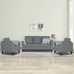 Adorn India Hallton Plain 3-1-1 5 Seater Sofa Set (Grey) (3 Year Warranty)-image-16