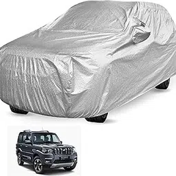 Auto Hub Waterproof Car Cover Compatible with Mahindra Scorpio Classic with Mirror Pockets, Soft Cotton Lining, Scorpio Car Cover Waterproof, Metallic Silver-picture-18