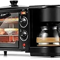 Drumstone Multifunctional 3 in 1 Breakfast Machine Toaster Oven Non Stick Grill Home Coffee Maker Pizza Egg Tart Oven Omelette Frying Pan Bread Maker Office Household Family Size Breakfast Station-image-8