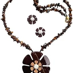 organic alankaar Multi-Strand Stone Beads Necklace with Designer Earrings-picture-10