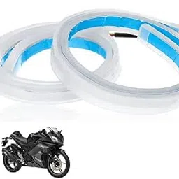 Smarter Ride Set of 2 Ultra-fine 60cm Drum DRL Turn Signal LED Strip | Daytime Running Light | Flexible | Tube Guide Bike LED Strip | White and Yellow Compatible with Yamaha YZF R15 V3-picture-13