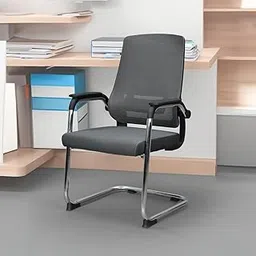 Royaloak Tivoli Italian Visitor Chair With Nylon Mesh, High Back Support, Comfortable Seating and Armrest, Chrome Finish Steel Legs for Office Work-picture-42