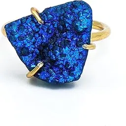 dua Peacock Druzy Gold-Plated Adjustable Ring – Artistic Boho Jewelry for Women-picture-54
