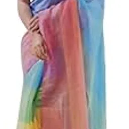 Pure Mul Mul Cotton Rainbow Saree with Unstitched Pink Blouse Piece || Multicolor Soft Lightweight Handloom Style Casual Office Festive Use || Multicolour Gradient Design, Traditional Ethnic Wear-picture-54