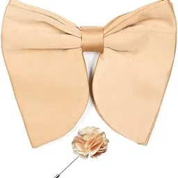 axlon Premium Tuxedo Fabric Butterfly Oversize Bow Tie Pre Tied Bowtie For Men With Flower Brooch Pin (Free Size)-picture-50